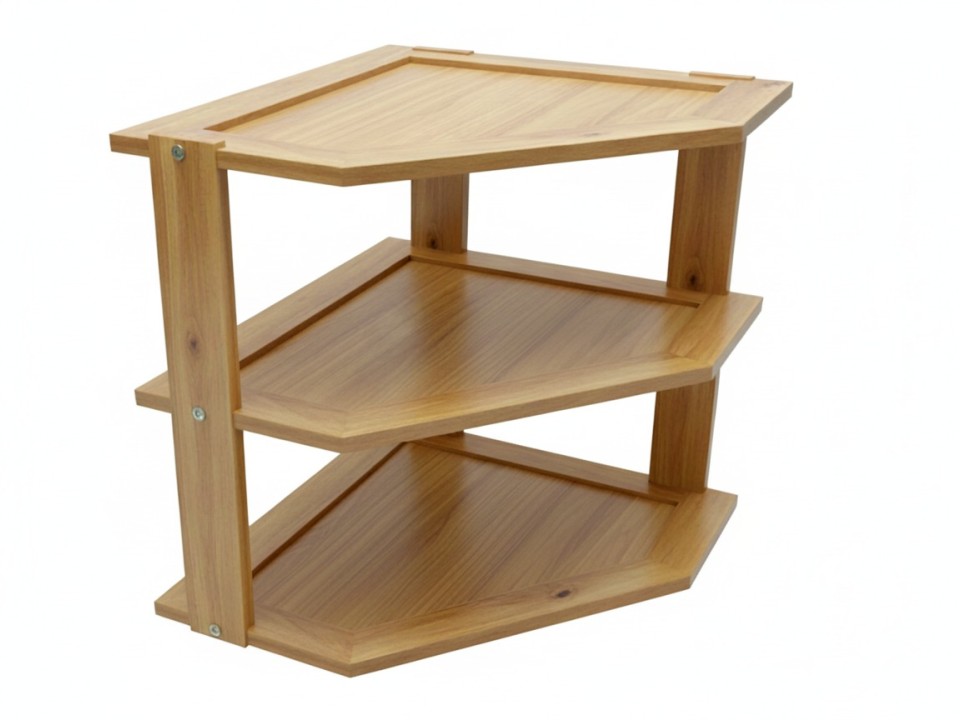 Acacia Wood 3-Tier Corner Kitchen Shelf - Space-Saving Storage Solution